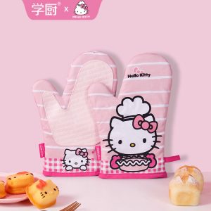 Thickened Oven Mitts 2-Pack - KITTY Heat Resistant Gloves for Microwave & Oven Safety