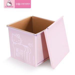 CHEFMADE KITTY Water Cube Toast Box with Lid - 250g Non-Stick Bread Pan for Perfect Toast & Baking