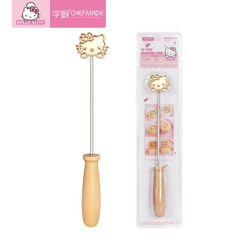 Fire-Heated Copper Stamp - KITTY Vintage Cake Branding Tool for Traditional Pastries & Buns 10.9inch