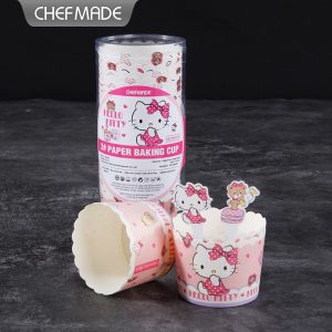 Chef-learn Muffin Baking Cups with Hello Kitty Toppers - 25-Pack Heat-Resistant Baking Liners