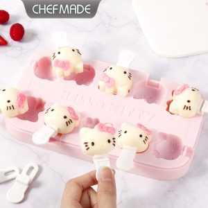 Silicone Ice Pop Mold - KITTY Easy Press Design for Homemade Ice Cream, Popsicles 21.2-12.1cm