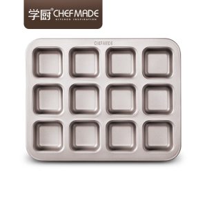 Professional Baking Mold Brownie Pan with Dividers - CHEFMADE 12-Cup Dessert Pan