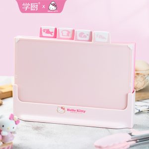 Cutting Board Set - Dual-KITTY Side Chopping Boards with Storage Rack for Fruit, Vegetable & Meat 20-30CM